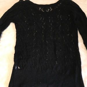 Cute Black long sleeve shirt with crochet detail